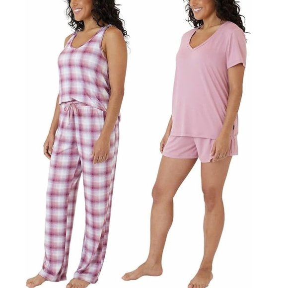 NWoT Eddie Bauer Women's 4 Piece Pajama Sleep Set Tea Rose Size S $60 D293 - Picture 2 of 5